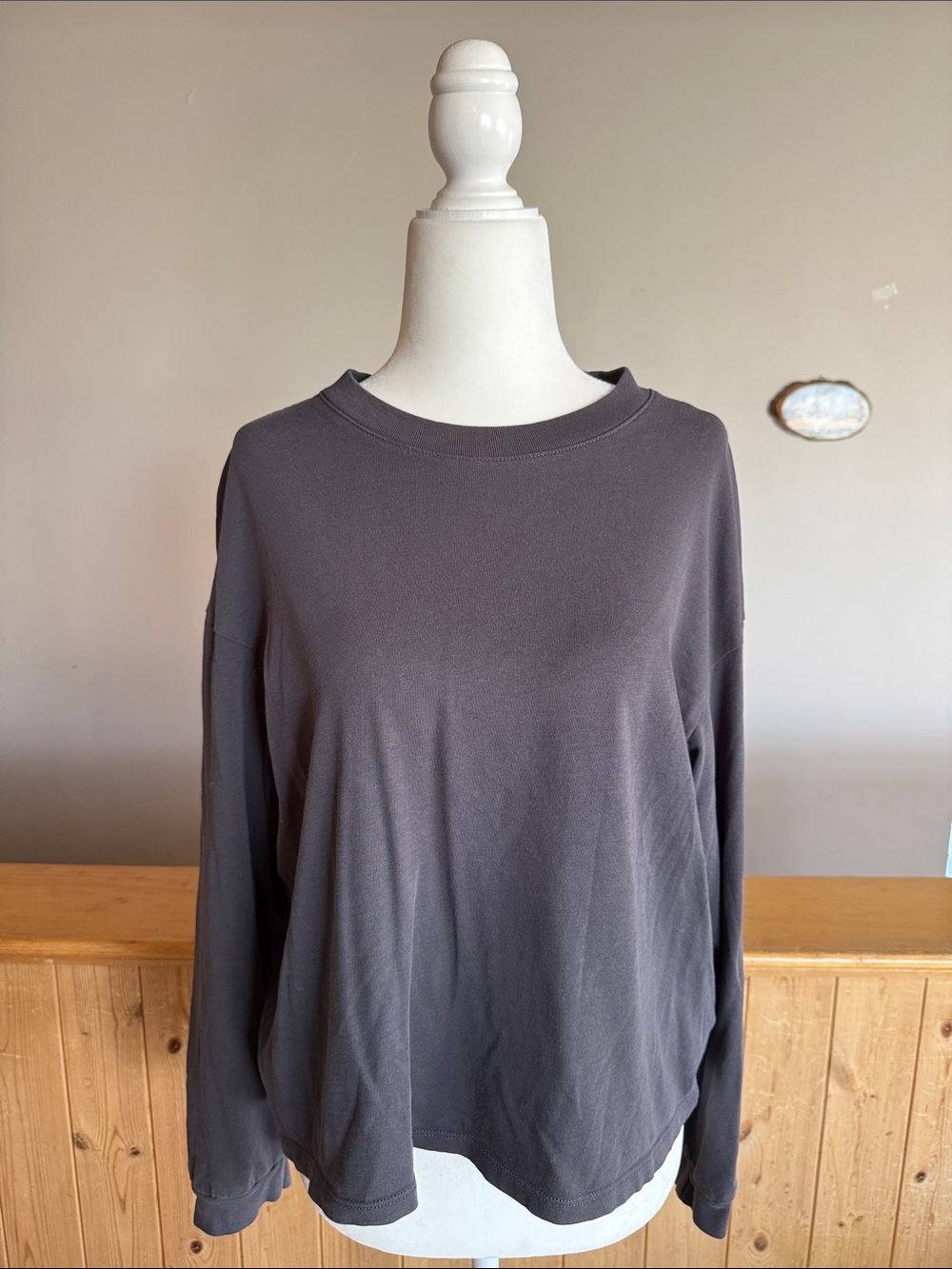 Madewell Long-Sleeve Crewneck Top in Charcoal Gray